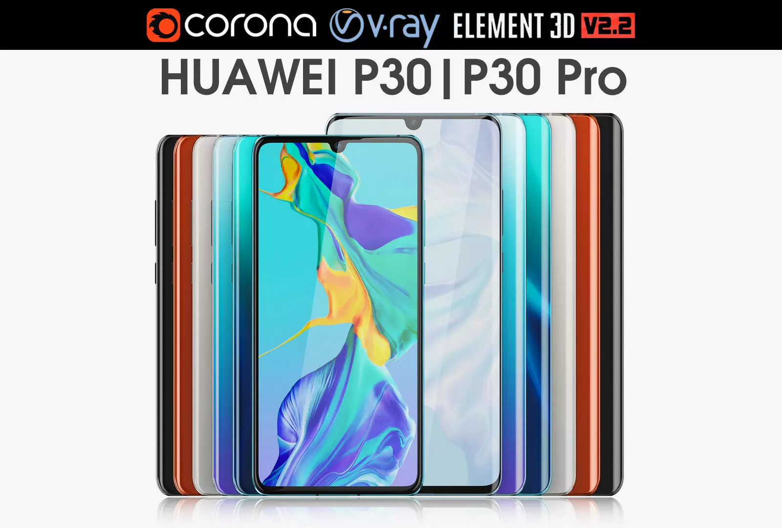 Huawei P30 and P30 Pro Collection 3D model_0