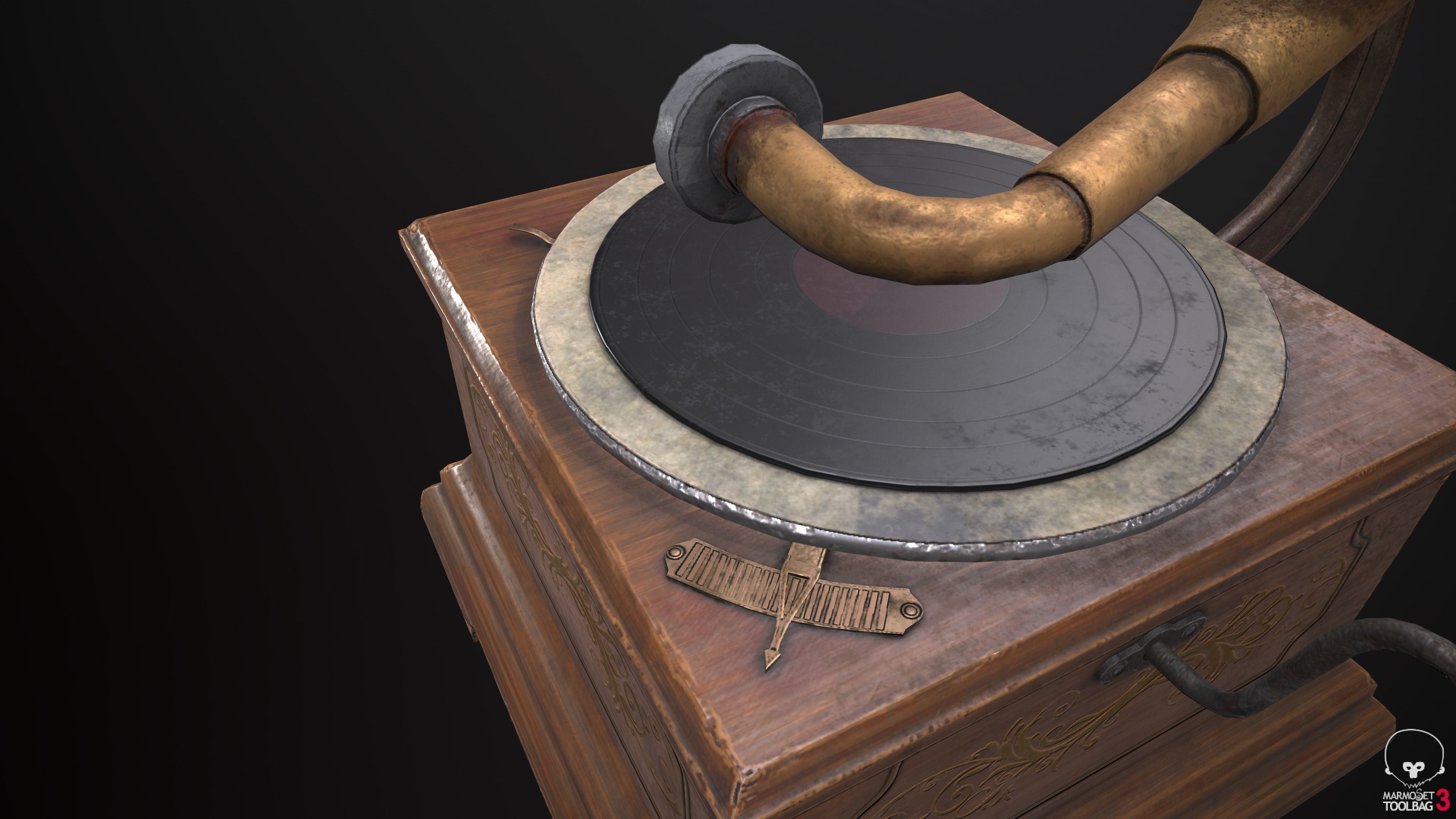 Gramophone antique Low-poly 3D model_9