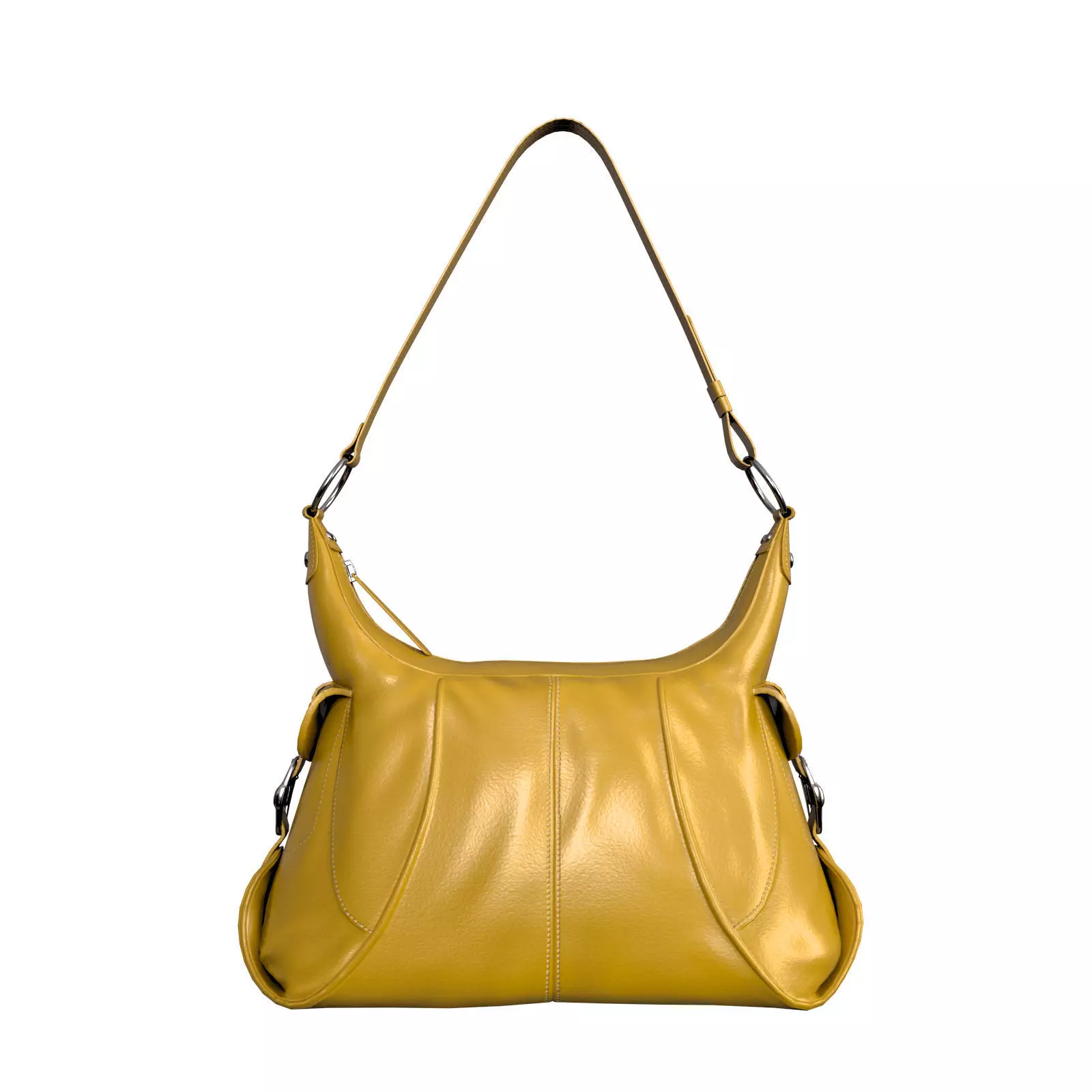 Grained Leather Shoulder Bag 3D model_0