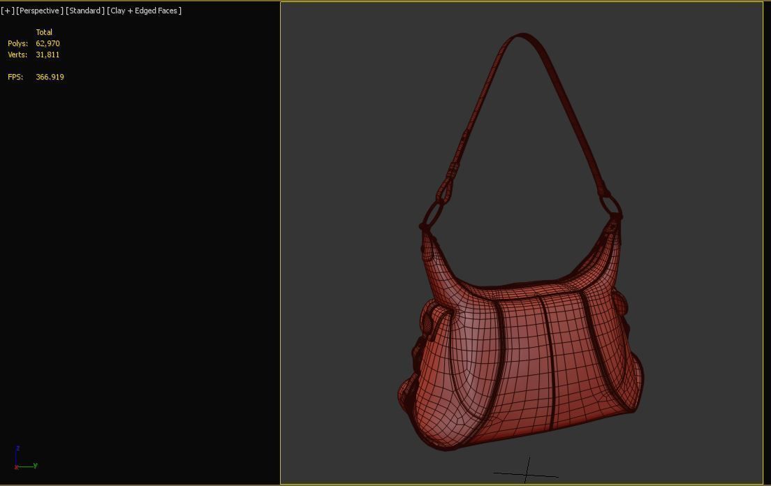 Grained Leather Shoulder Bag 3D model_6