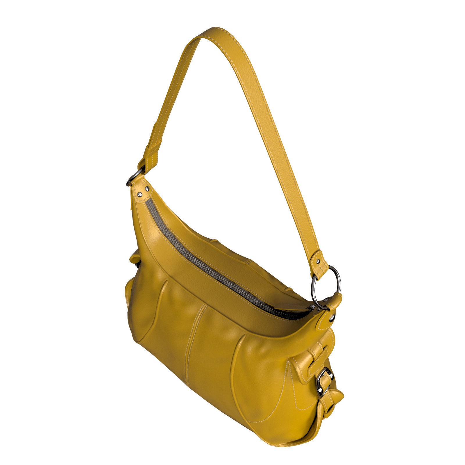 Grained Leather Shoulder Bag 3D model_5