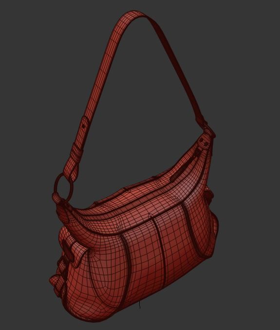 Grained Leather Shoulder Bag 3D model_7