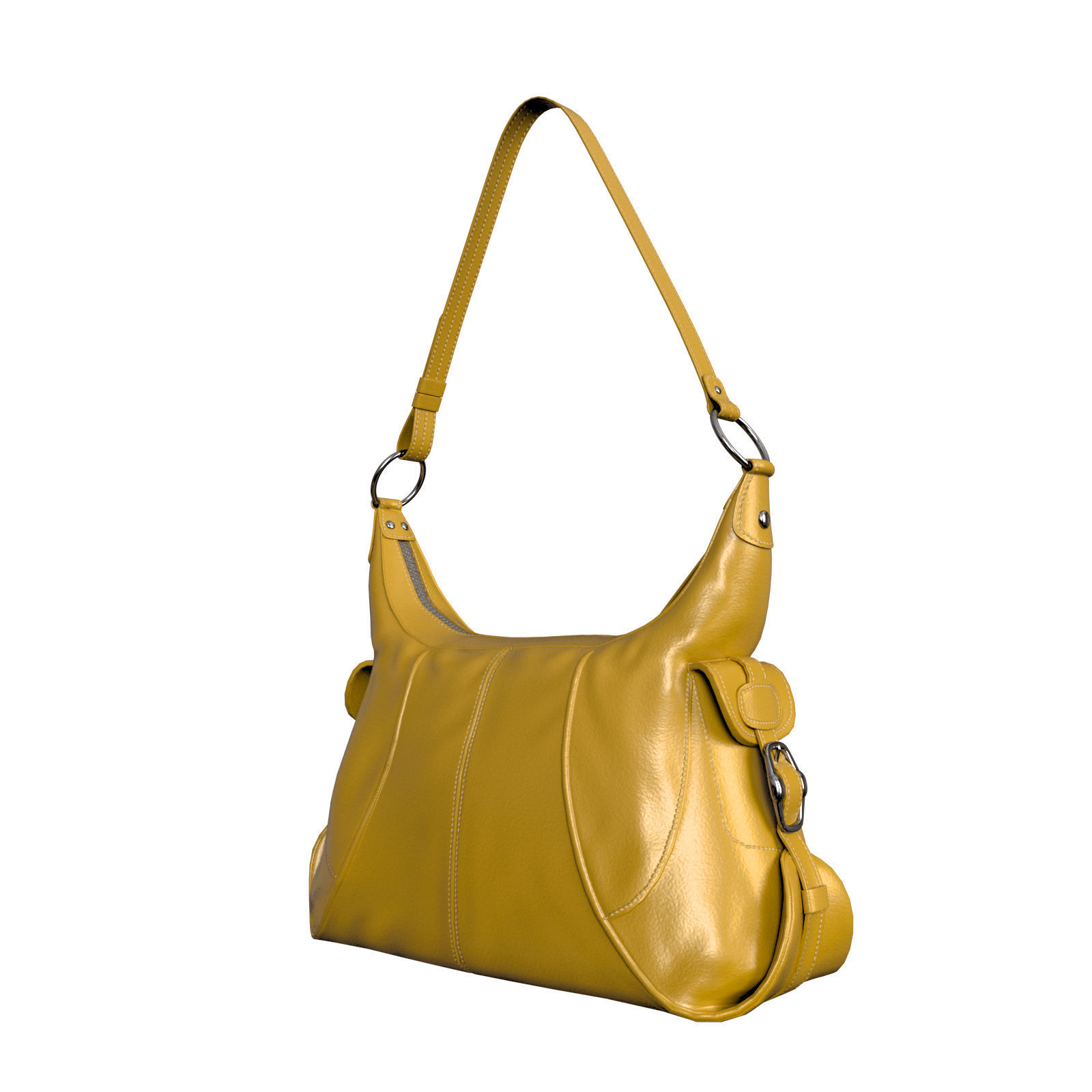 Grained Leather Shoulder Bag 3D model_4