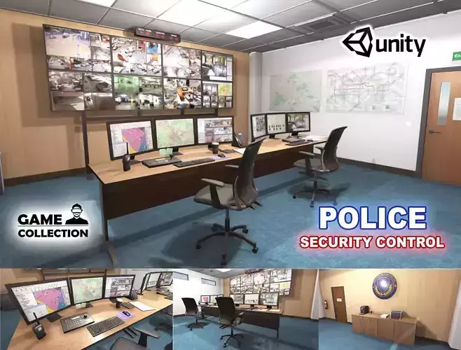 Police Security Control Room Low-poly 3D model