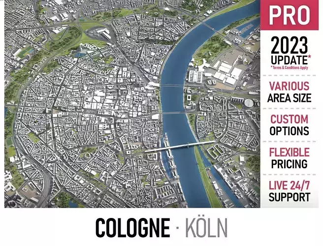 Cologne - Koln Low-poly 3D model