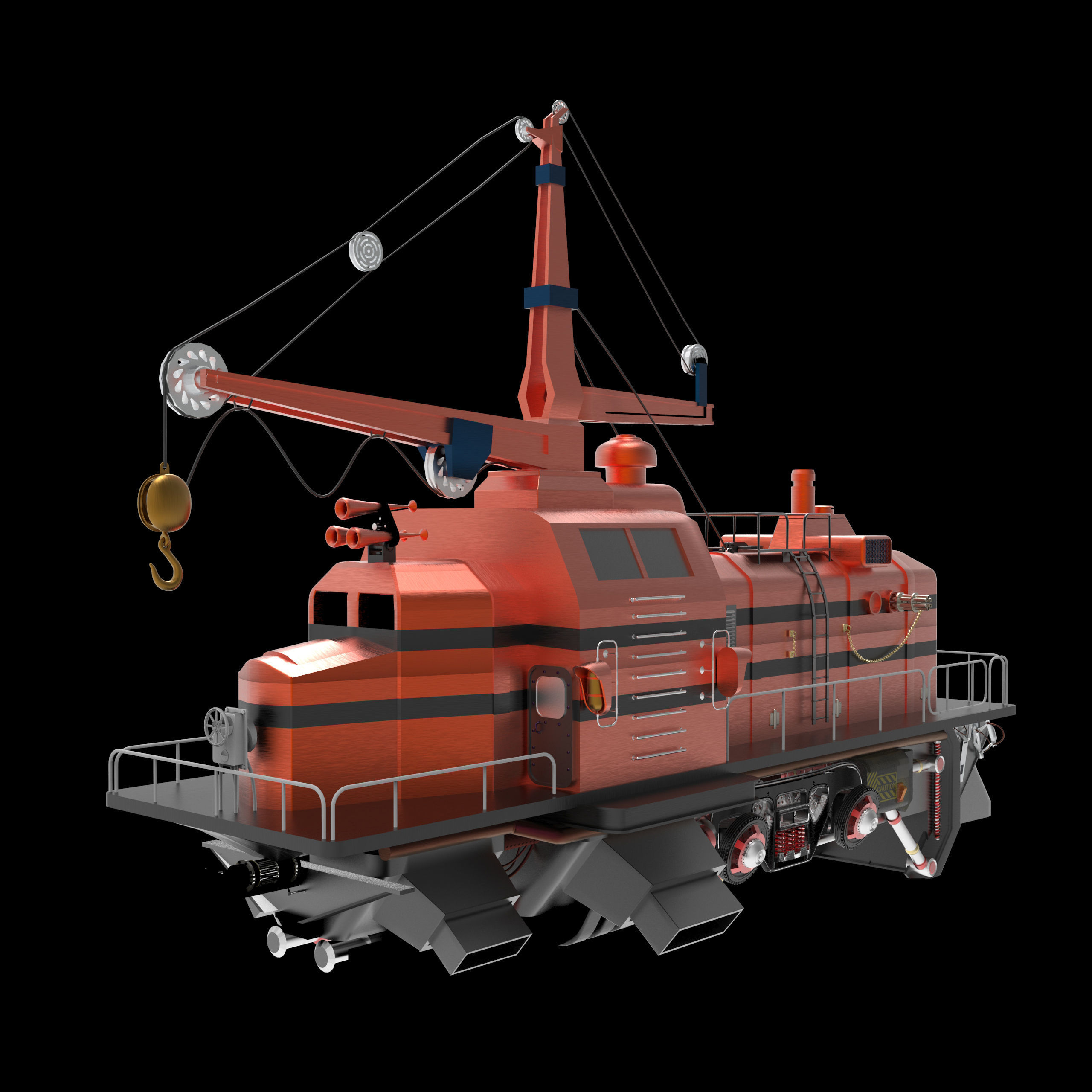 Spaceship rescue boat 3D model_4