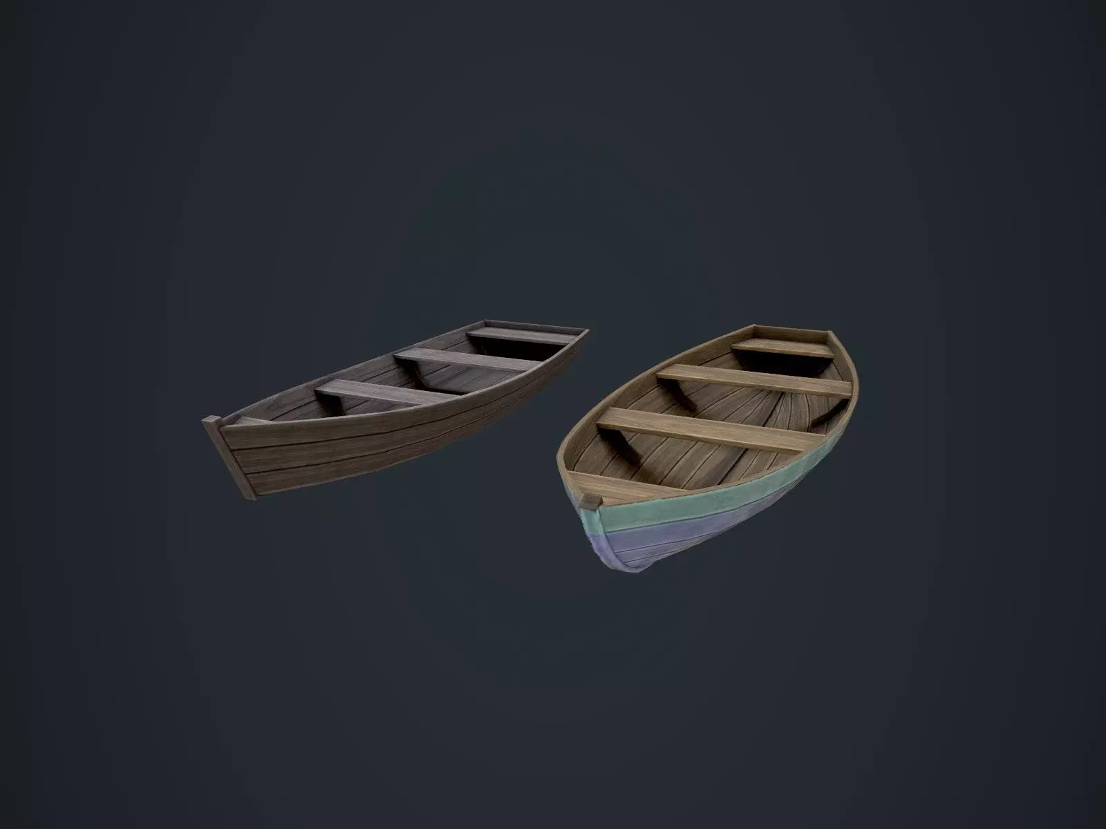 Wooden Boats Low-poly 3D model_0