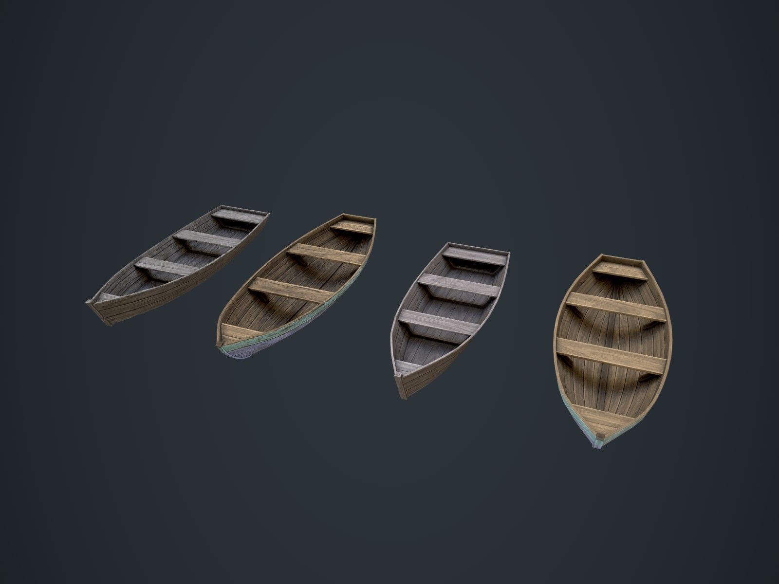 Wooden Boats Low-poly 3D model_2