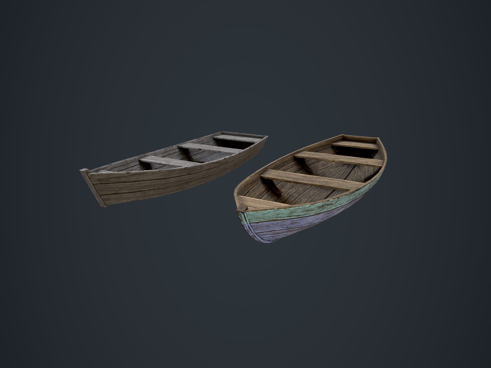 Wooden Boats Low-poly 3D model_1