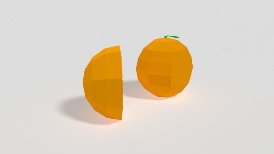 Low Poly Cartoon Orange Free 3D model_5