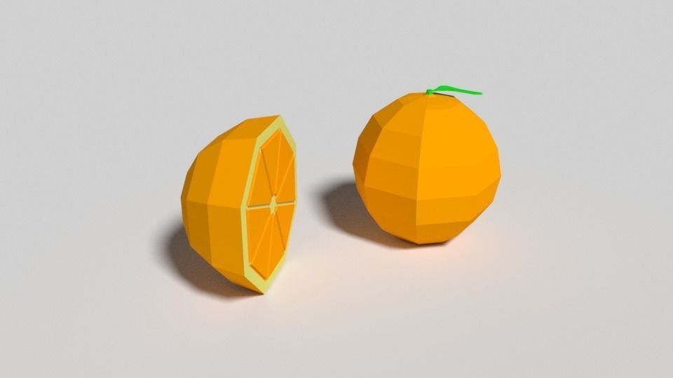 Low Poly Cartoon Orange Free 3D model_11