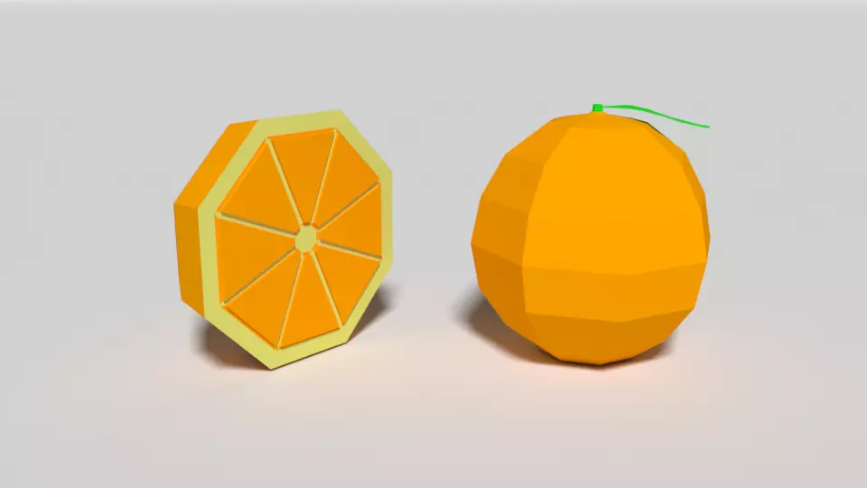 Low Poly Cartoon Orange Free 3D model_0