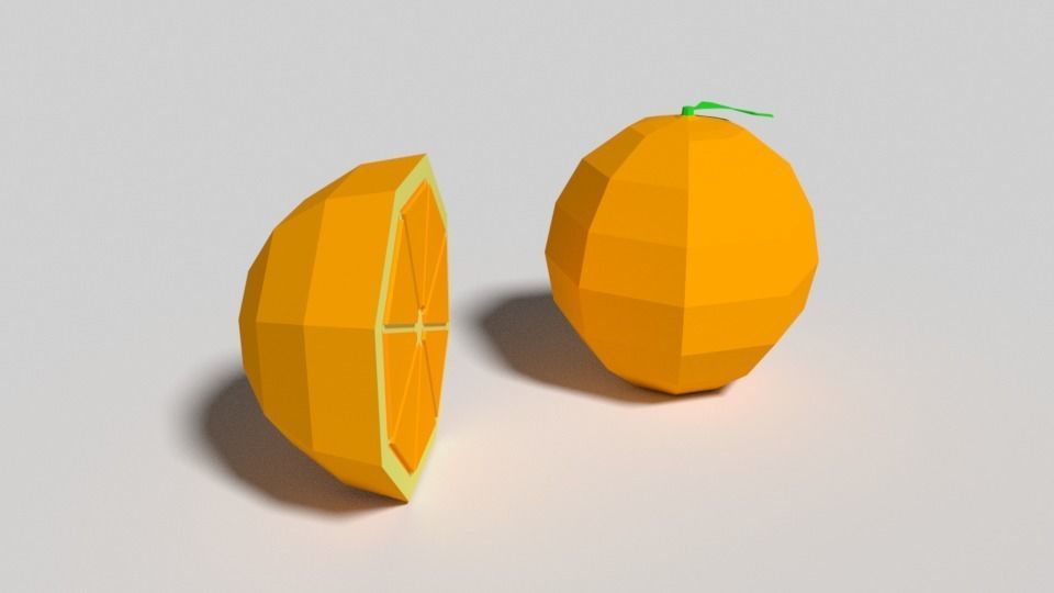 Low Poly Cartoon Orange Free 3D model_1