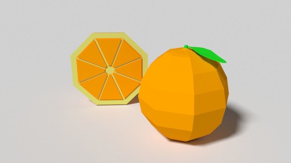 Low Poly Cartoon Orange Free 3D model_3