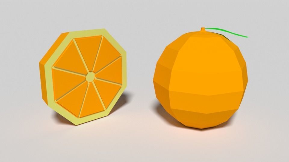 Low Poly Cartoon Orange Free 3D model_2