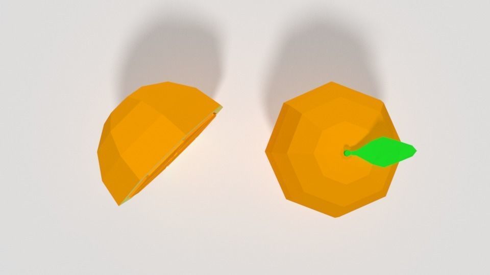 Low Poly Cartoon Orange Free 3D model_4