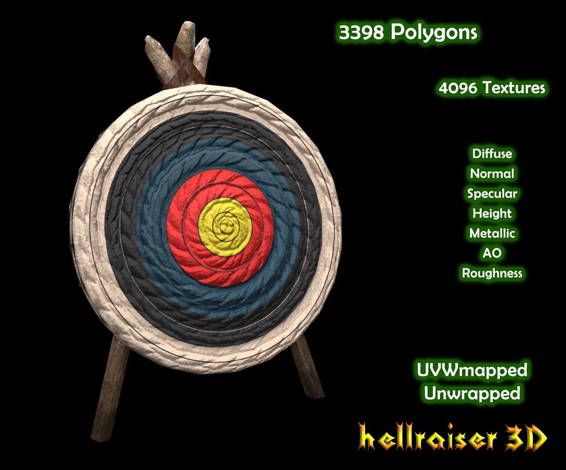 Archery Target - PBR - Textured Low-poly 3D model_0
