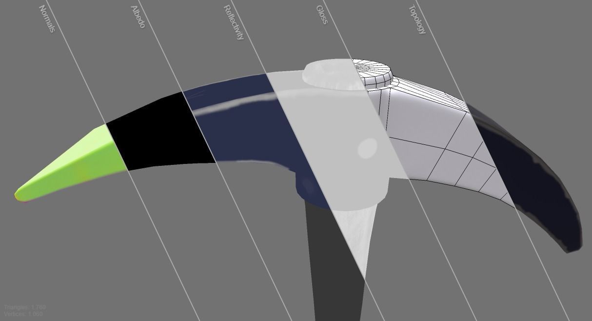 Pickaxe Stylized Low-poly 3D model_10