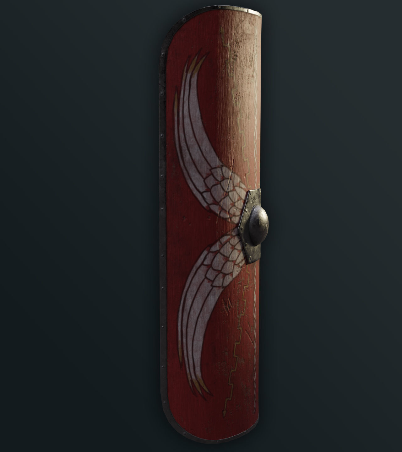 Roman Legionary Shield Scutum Low-poly 3D model_3