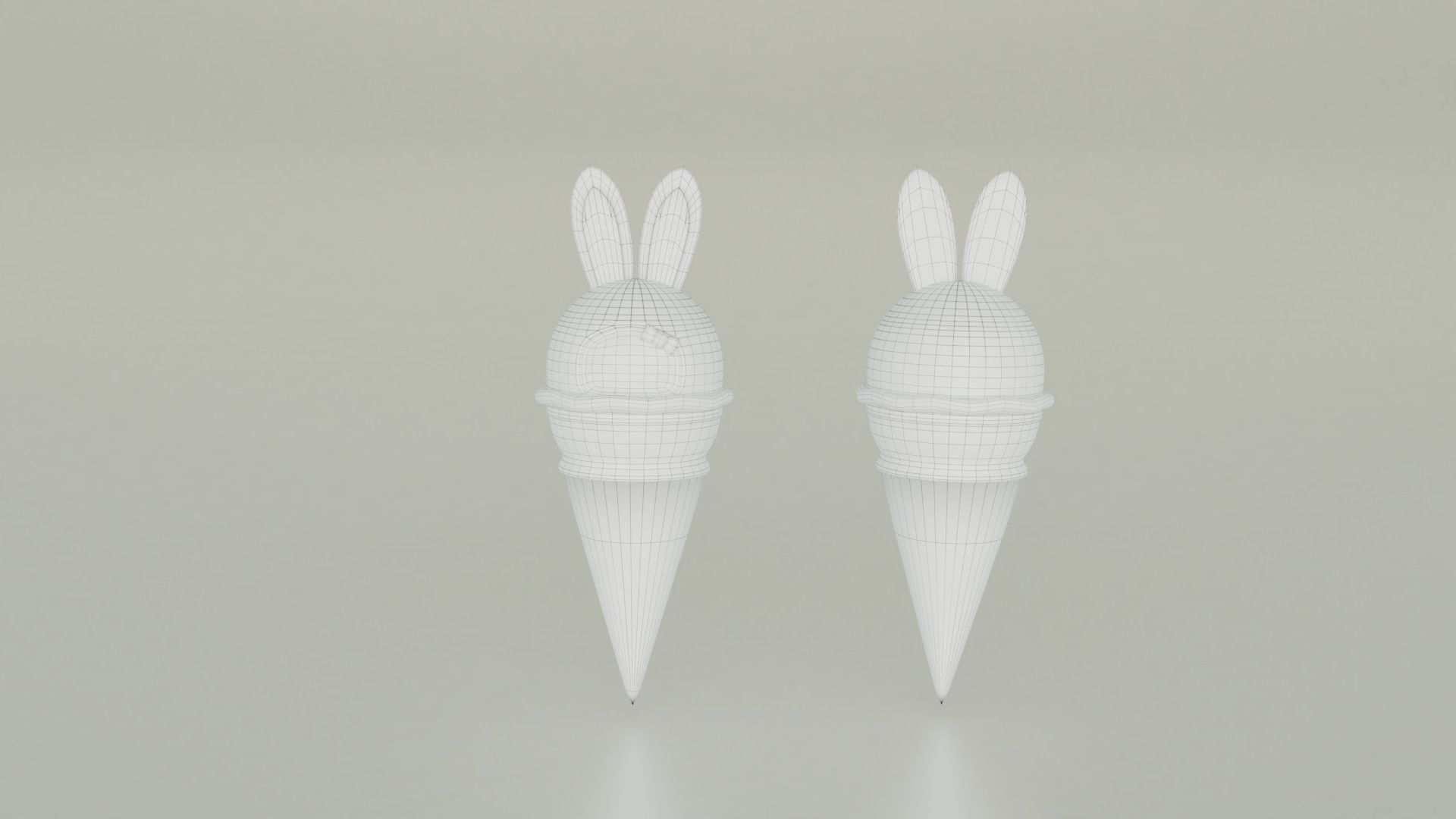 Ice Bunny - Ice cream cone bunny Easter treat -  Low poly  Low-poly 3D model_4