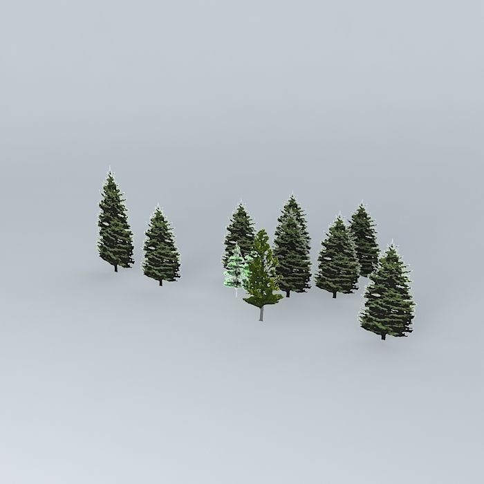 Trees group of sticks 3D model_2