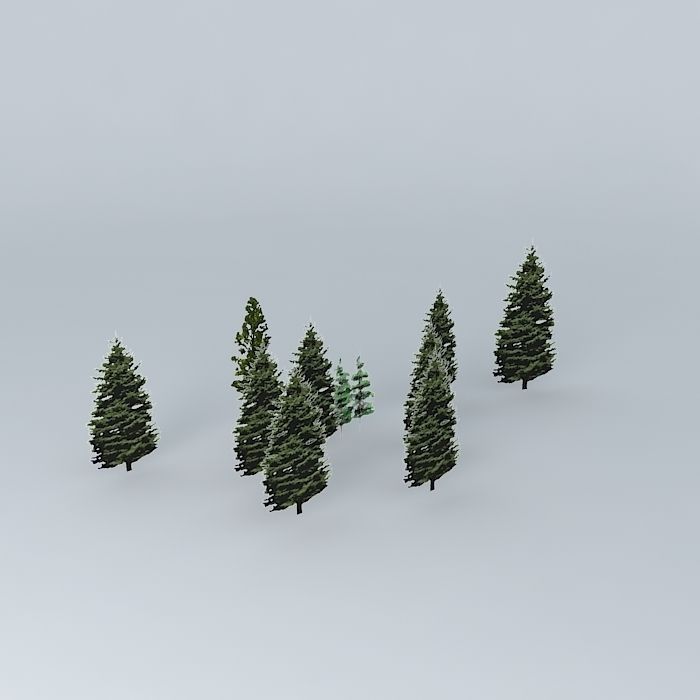 Trees group of sticks 3D model_1