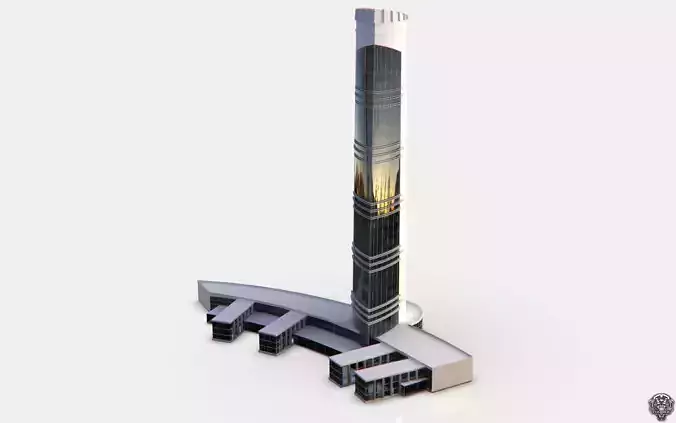 Central Building Low-poly 3D model