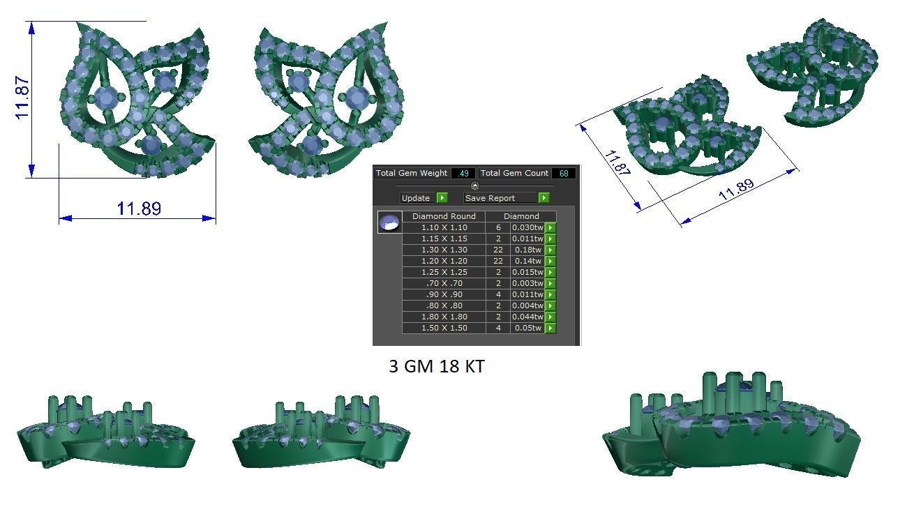 Women earrings 3dm stl render detail 3D print model 3D print model_1