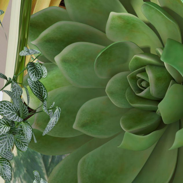 Plant in metal hanging pots 3D model_11