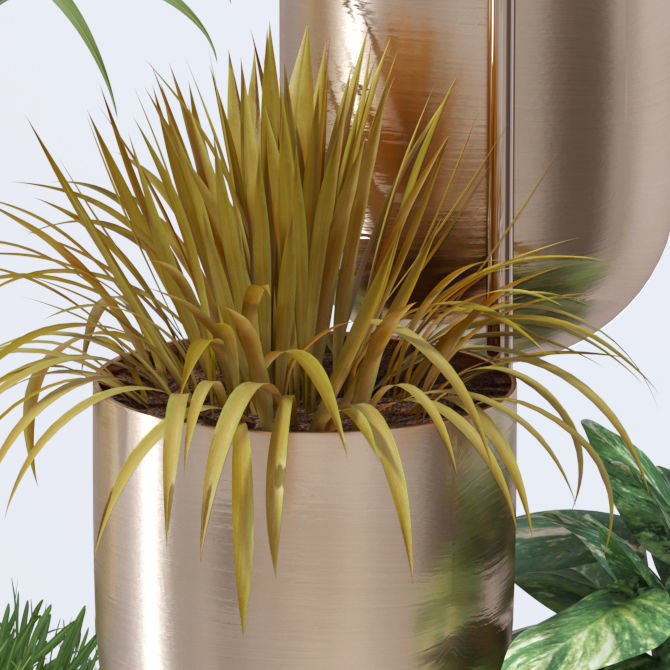 Plant in metal hanging pots 3D model_7
