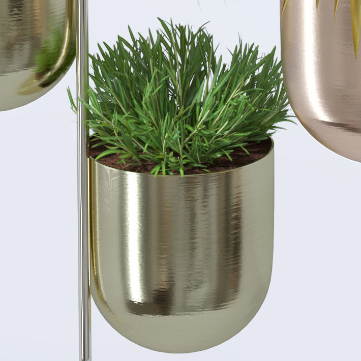 Plant in metal hanging pots 3D model_5