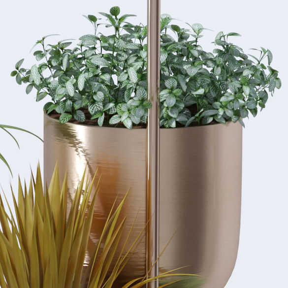 Plant in metal hanging pots 3D model_16
