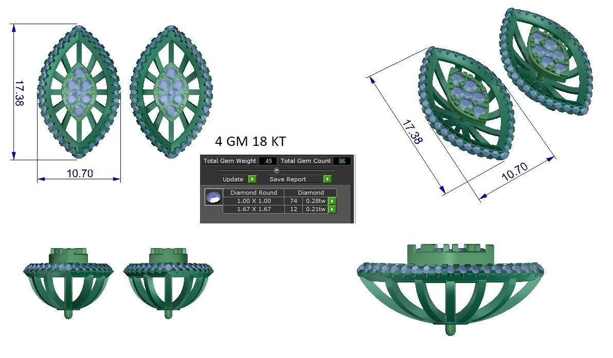 Women earrings 3dm stl render detail 3D print model 3D print model_1