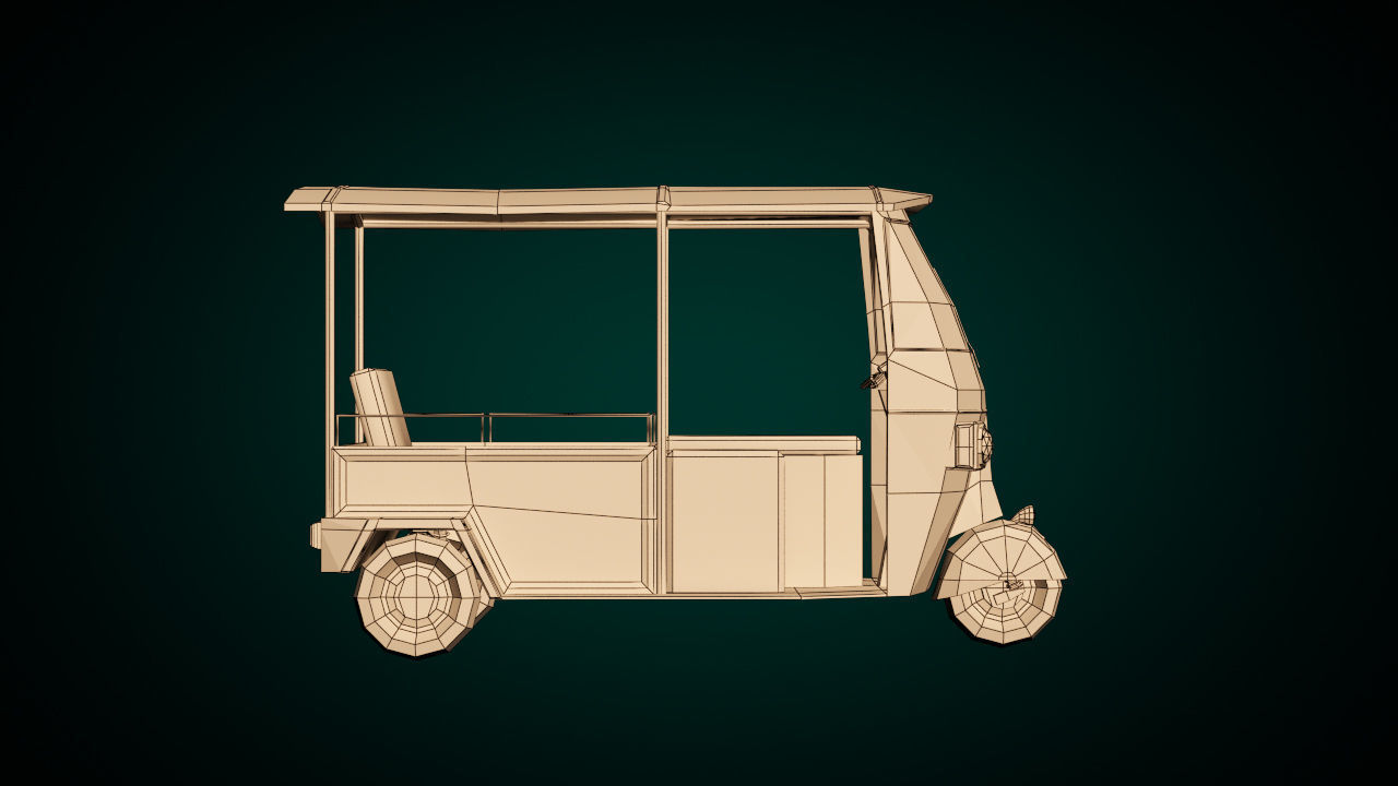 Low Poly Auto Rickshaw Low-poly 3D model_10