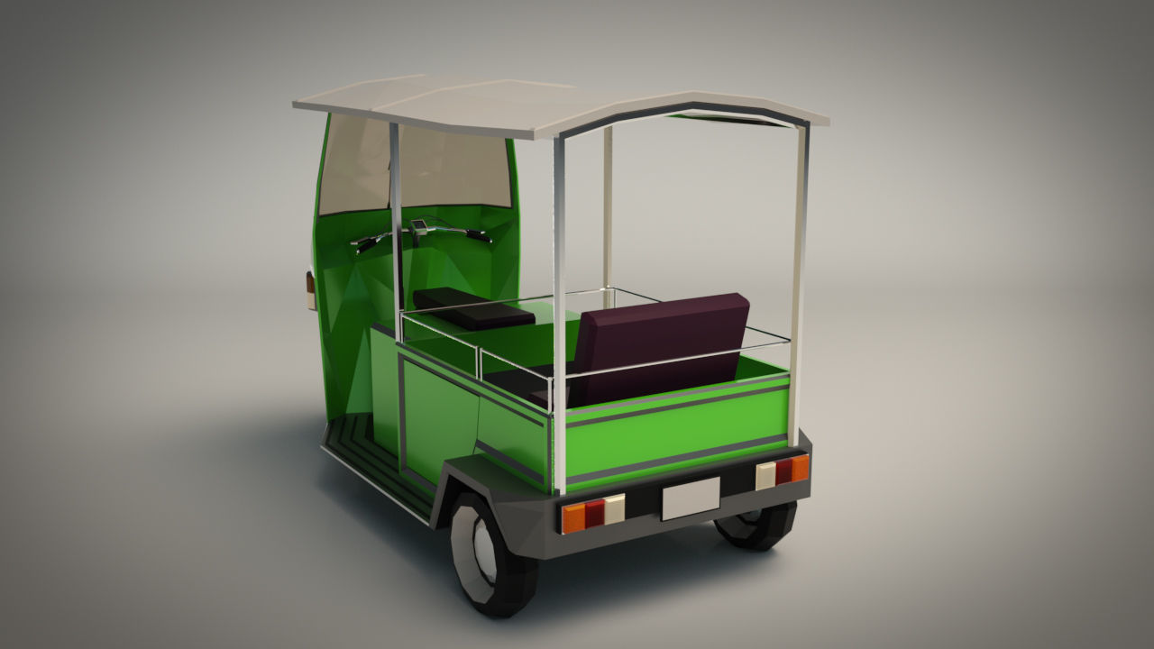 Low Poly Auto Rickshaw Low-poly 3D model_3