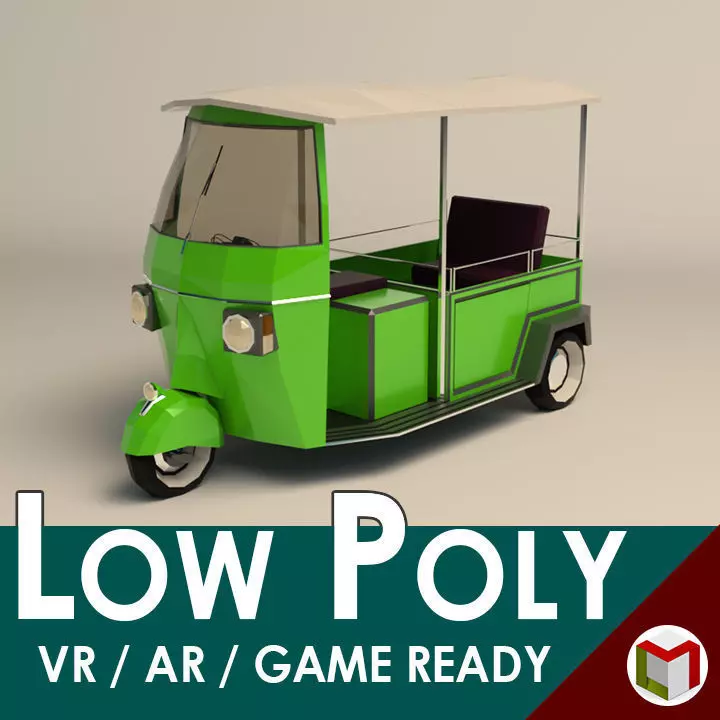 Low Poly Auto Rickshaw Low-poly 3D model_0