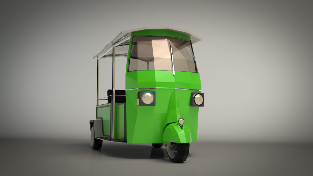 Low Poly Auto Rickshaw Low-poly 3D model_6