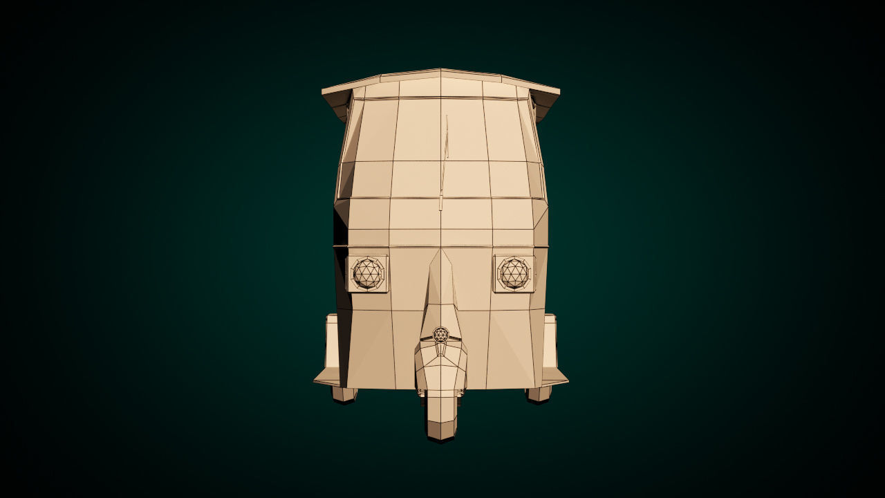 Low Poly Auto Rickshaw Low-poly 3D model_9