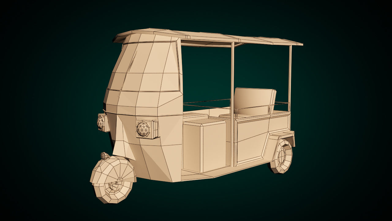 Low Poly Auto Rickshaw Low-poly 3D model_8
