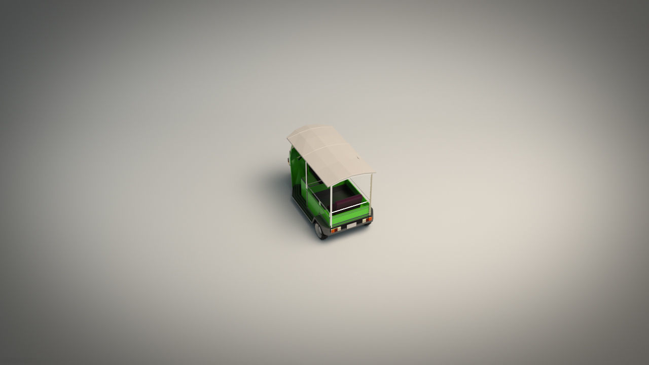 Low Poly Auto Rickshaw Low-poly 3D model_4