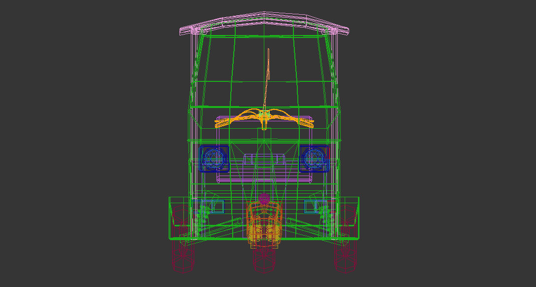 Low Poly Auto Rickshaw Low-poly 3D model_14