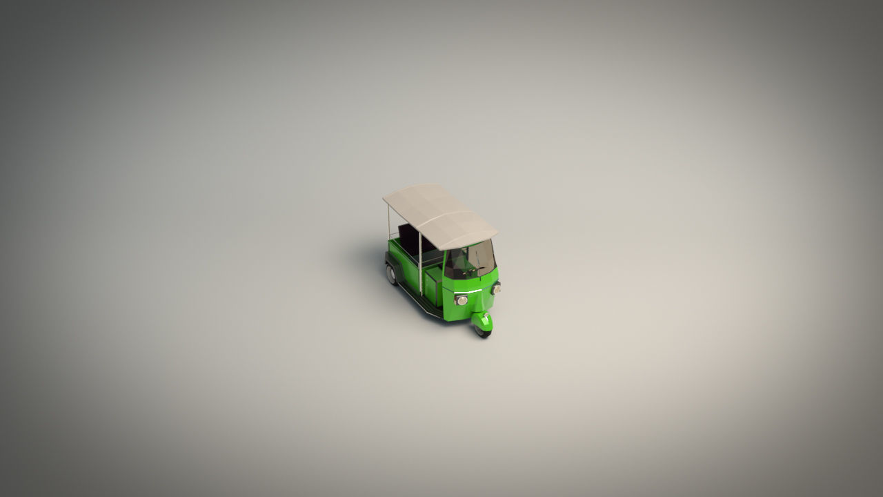 Low Poly Auto Rickshaw Low-poly 3D model_5