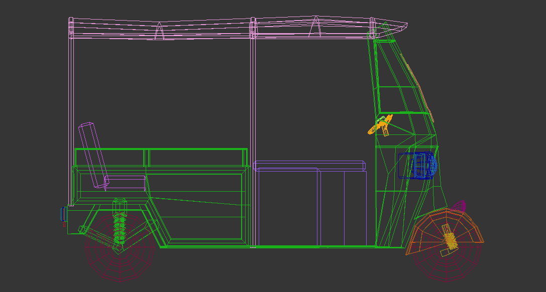 Low Poly Auto Rickshaw Low-poly 3D model_15