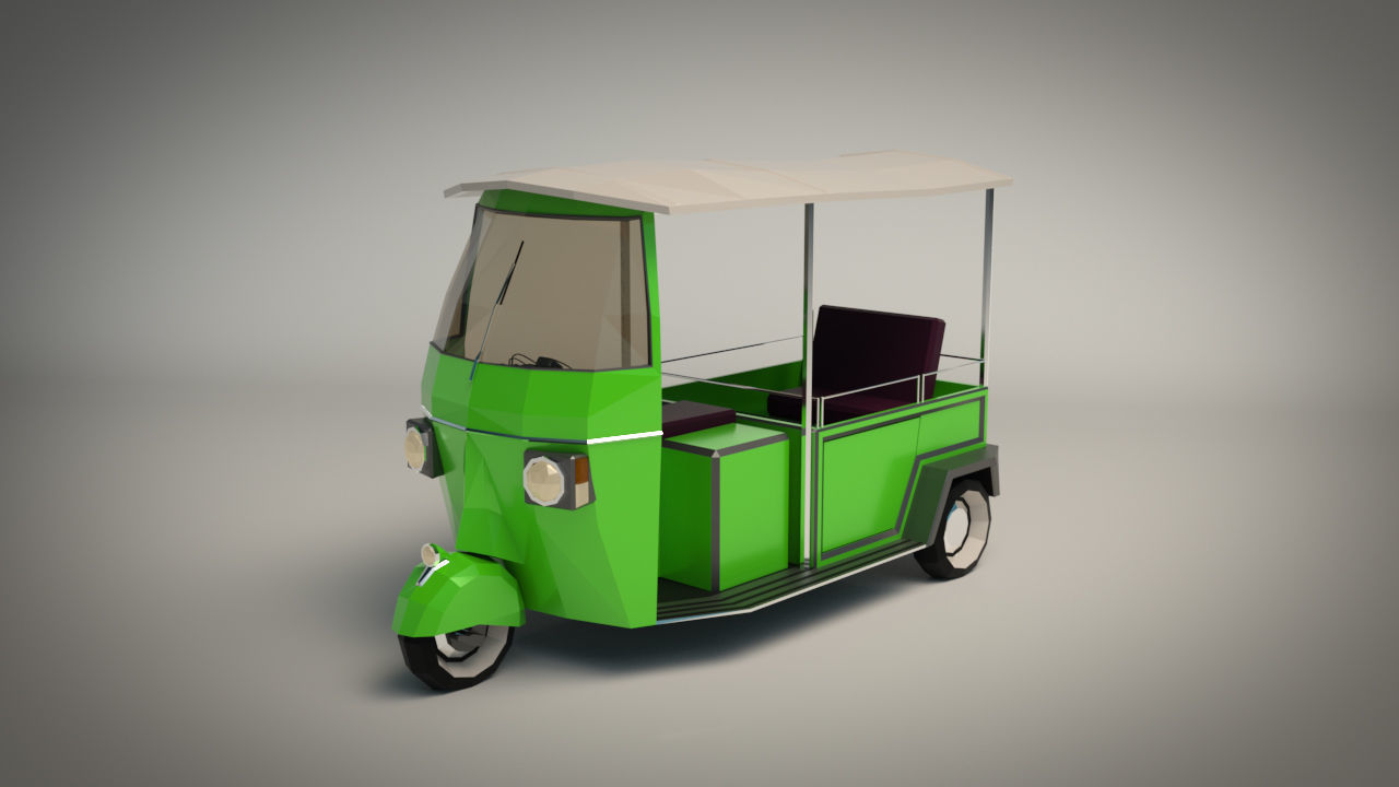 Low Poly Auto Rickshaw Low-poly 3D model_2
