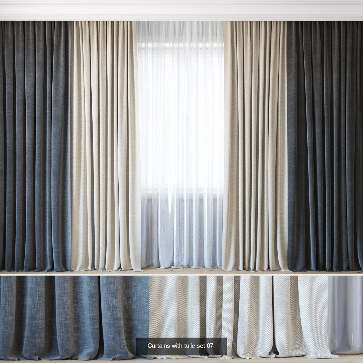 Curtains Big pack  All in 1  3D Model Collection_11