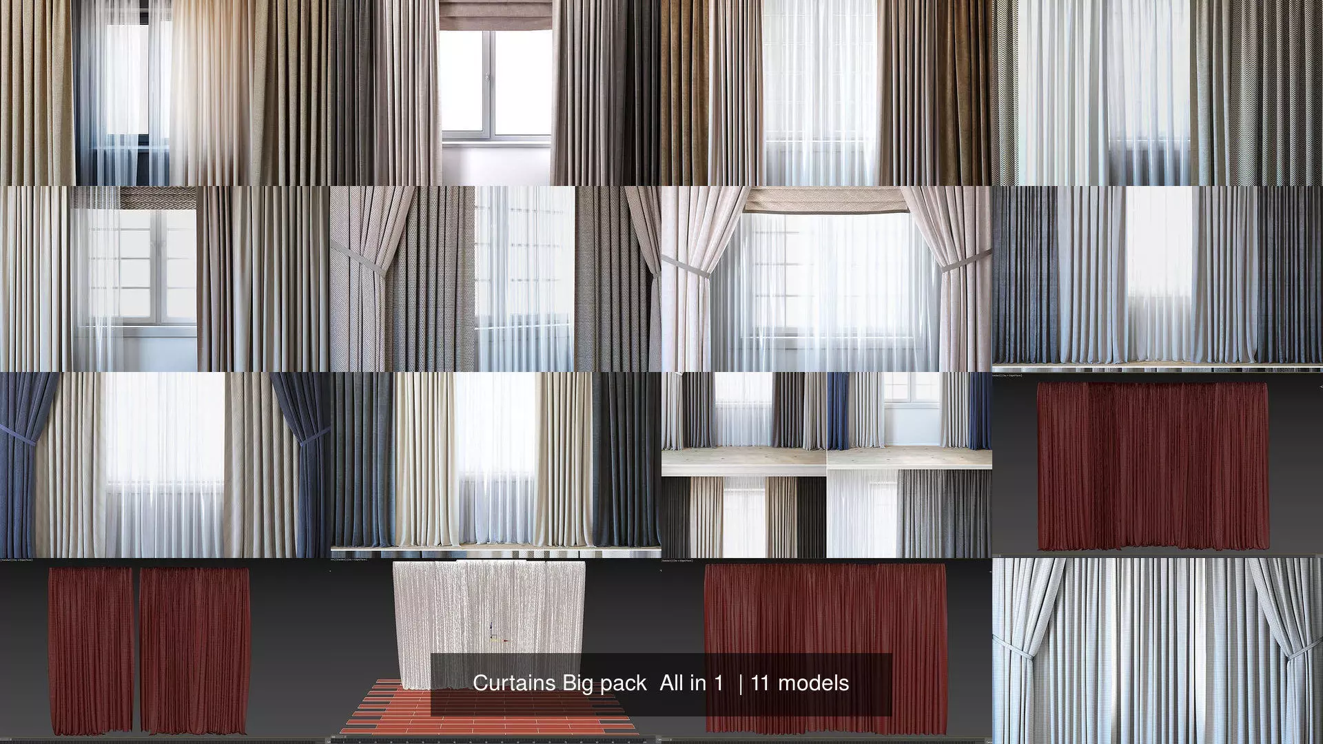 Curtains Big pack  All in 1  3D Model Collection_0