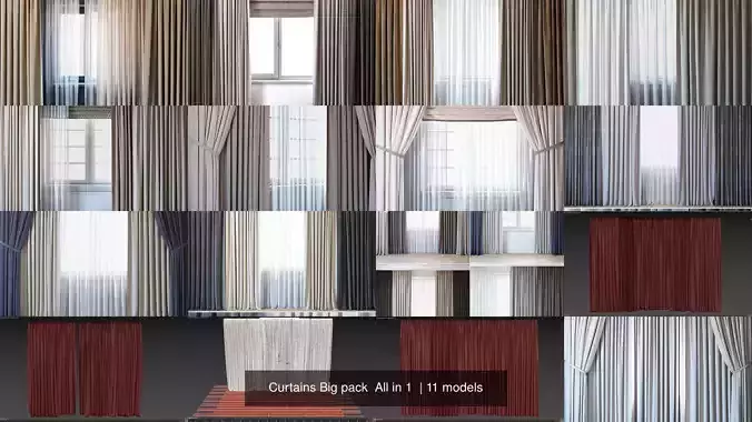 Curtains Big pack  All in 1  3D Model Collection