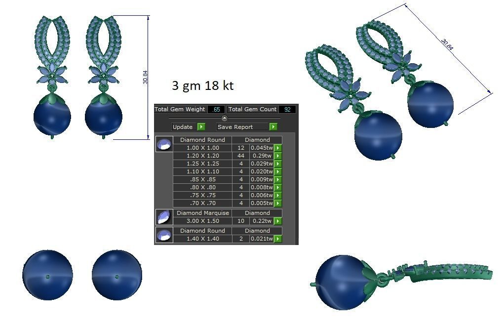 Women earrings 3dm stl render detail 3D print model 3D print model_1