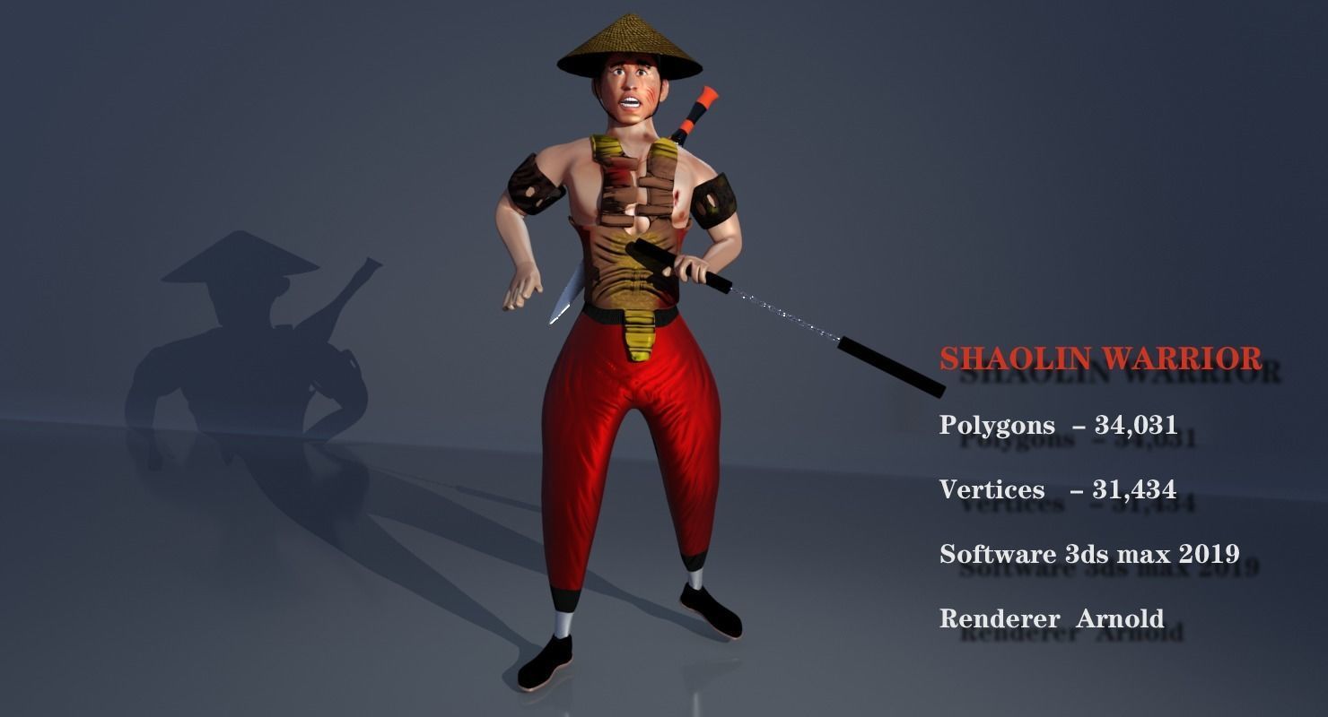 Shaolin Warrior 3D model_11