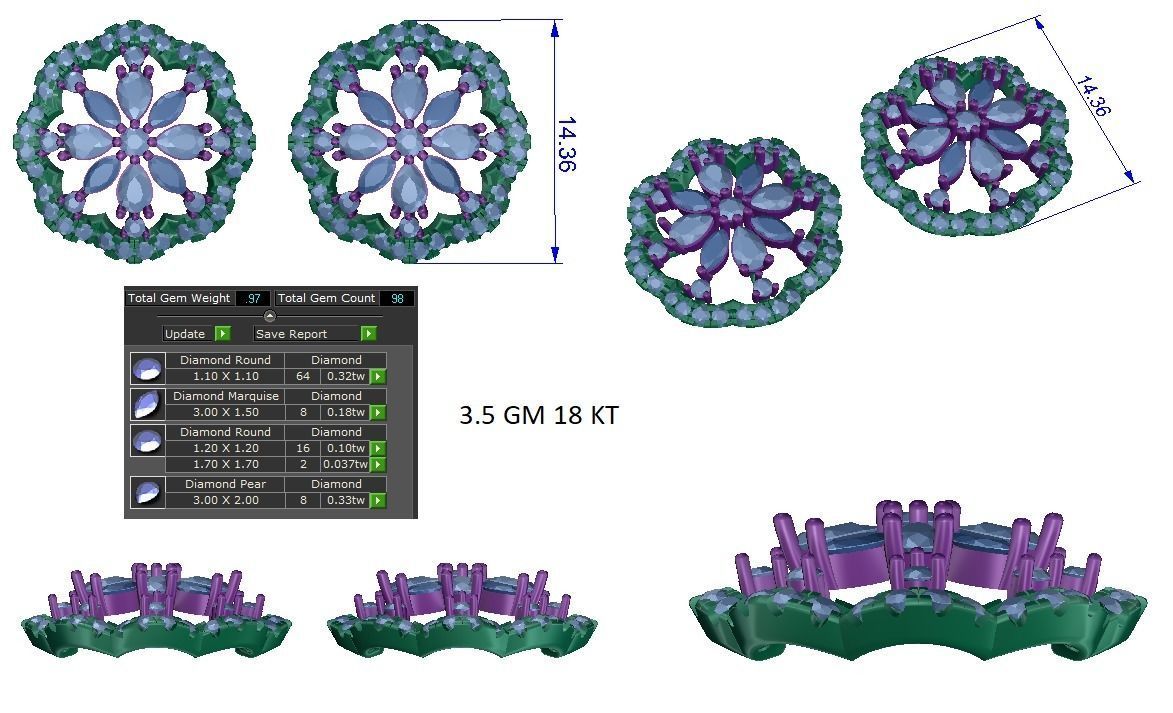 Women earrings 3dm stl render detail 3D print model 3D print model_1
